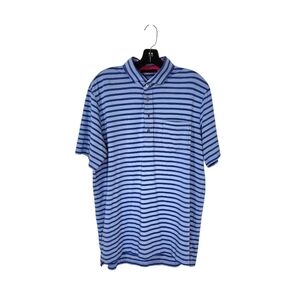Greyson Polo Shirt‎ Mens Large Short Sleeve Blue Striped Collared Golf